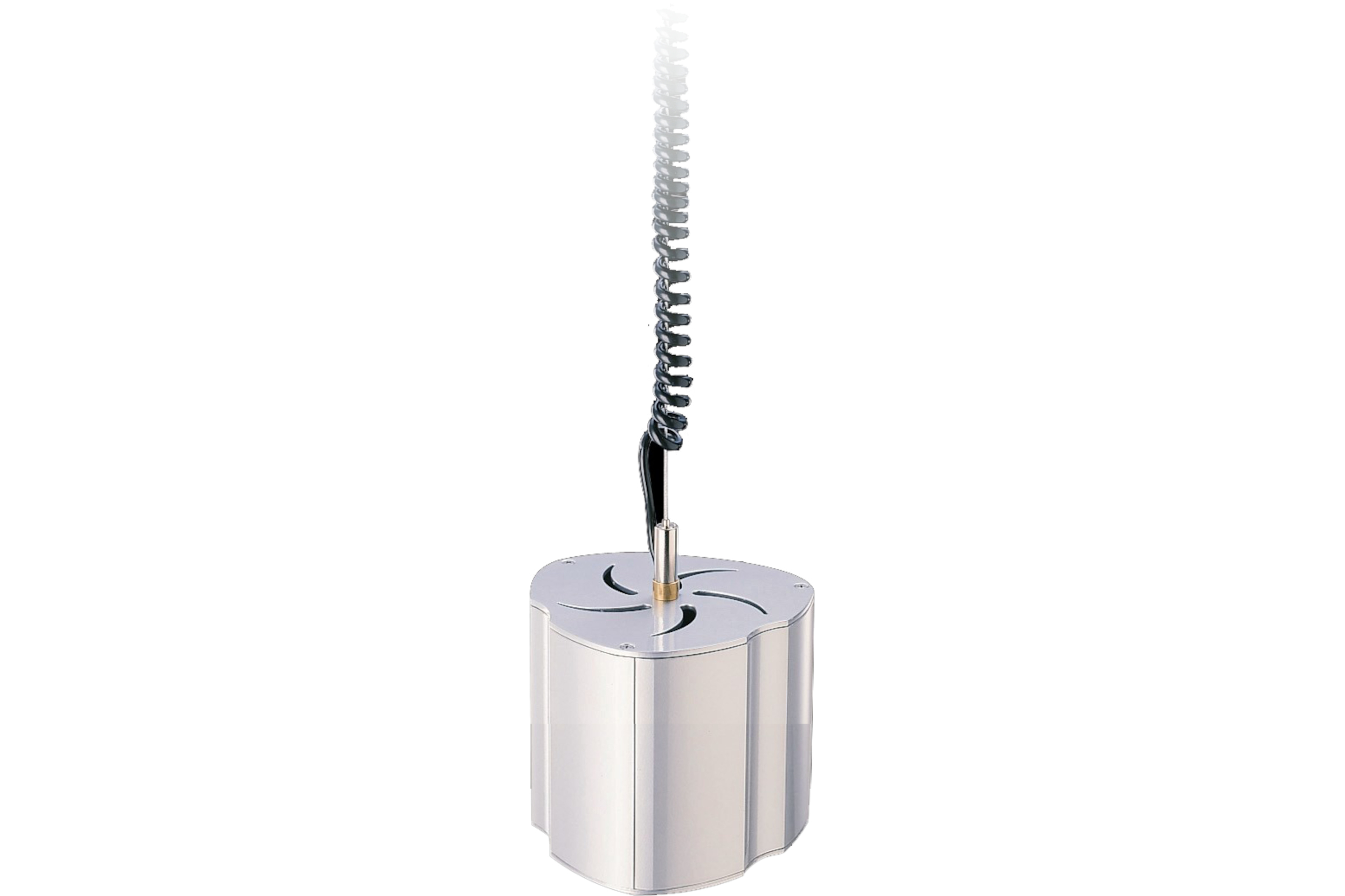 Silberne Deckenbefestigung mit Spiralkabel